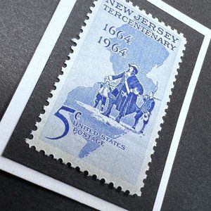 New Jersey Framed Postage Stamp Art 4x4 USA #1247